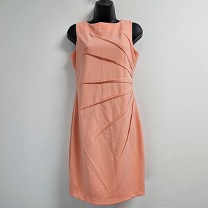 Calvin Klein Dress Women Size 10 Petite Peach Starburst Sheath Dress